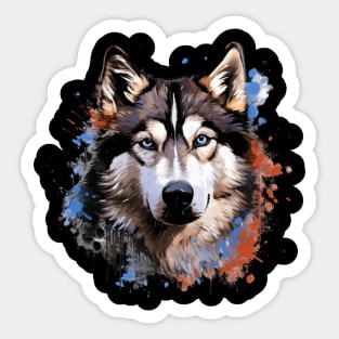 Husky with a splash of color Sticker